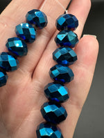 Metallic Midnight Blue Faceted Glass Rondelle Bead Strand – Jewelry Making Beads