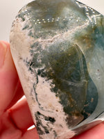 Moss Agate Carved Heart #7