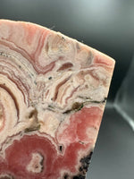 Natural Rhodochrosite Slab #8 – Pink Banded Orb & Druzy Crystal Mineral Specimen