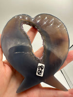 Amethyst Agate Heart Wings Carving with Stand #1