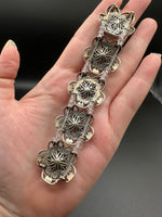 Antique Silvertone Floral Connector Strand with Turquoise-Color Accents