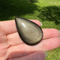 Natural Golden Sheen Obsidian Pearshape Large Cabochon #3