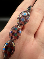 Purple Czech Glass Peacock Eye Oval Bead Strand – Iridescent Jewelry Making Beads