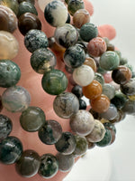 Natural Indian Moss Agate 6mm Bracelet 7.5”