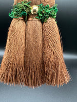 Natural Clear Quartz Crystal Palm Broom with Green Moss & Woodland Décor