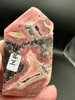Natural Rhodochrosite Slab #14 – Pink Banded Mineral Specimen with Black Matrix & Natural Vugs