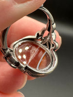 Vintage Style Carnelian Stainless Steel Adjustable Ring #9
