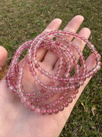 Strawberry Quartz 4mm 7.5” Bracelet