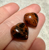 Mahogony Obsidian Puffy Heart Pair