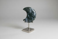 Moss Agate Carved Moon #6