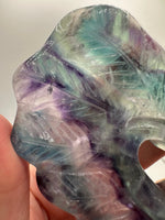 Rainbow Fluorite Decorative Carved Heart with Stand #9