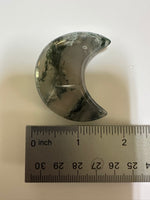 Moss Agate Carved Moon #3