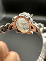 Natural Sri Lankan Moonstone Adjustable Stainless Steel Ring – Blue Flash Gemstone Ring