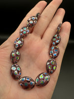 Purple Czech Glass Peacock Eye Oval Bead Strand – Iridescent Jewelry Making Beads