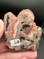 Rhodochrosite Slab #7 – Pink Banded Rhodochrosite with Black Matrix & Natural Cavities