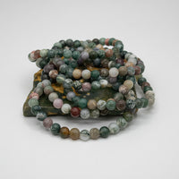 Natural Indian Moss Agate 6mm Bracelet 7.5”