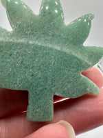 Green Aventurine Cannabis Leaf Carving #4