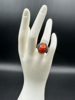 Vintage Style Carnelian Stainless Steel Adjustable Ring #6