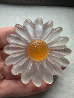 Selenite Daisy Carving with Stand