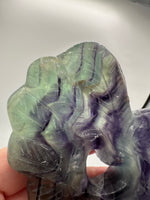 Rainbow Fluorite Decorative Carved Heart with Stand #4