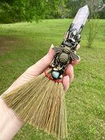 Rose Quartz & Green Aventurine Decorative Broom