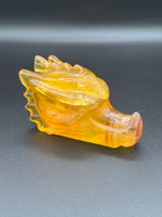 Natural Golden Yellow Fluorite Dragon Head Carving #1 – 382g