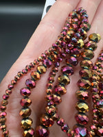 Metallic Sunset Faceted Glass Rondelle Bead Strands – Graduated Sizes