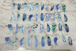 40 Count Blue Feather Stickers