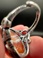 Vintage Style Carnelian Stainless Steel Adjustable Ring #1