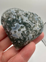 Moss Agate Carved Heart #3