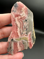 Natural Rhodochrosite Slab #11 – Pink Banded Patterns, Orb Formations & Matrix