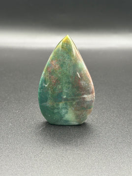 Ocean Jasper Polished Arrow Flame Freeform  #3 – Deep Green & Red Speckled – 92g