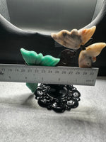 Assorted Natural Crystal Butterfly Wings with Decorative Dog Metal Stand