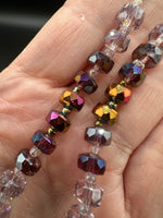 Multicolor and Metallic Iris Faceted Glass Bead Strand – Mixed Rondelle Beads for Jewelry Making