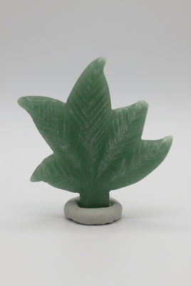 Green Aventurine Cannabis Leaf Carving #6