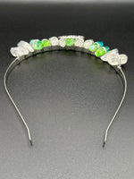 Clear Quartz & Blue Green Aura Crystal Crown Headband – Crescent Moon