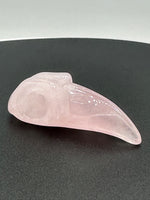 Rose Quartz Raven Skull Carving