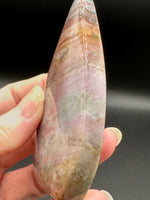 Ocean Jasper Polished Arrow Flame Freeform #5  – Pink, Coral & Green – 104g