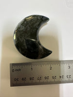 Moss Agate Carved Moon #6