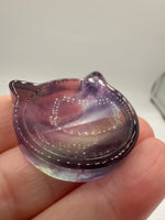 Cat Head Shape Rainbow Fluorite Bowl Carving #3