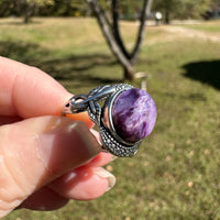 Natural Charoite Ring #37