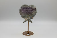Amethyst Agate Heart Wings Carving with Stand #3