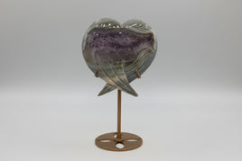 Amethyst Agate Heart Wings Carving with Stand #3