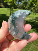 Moss Agate Carved Moon #3