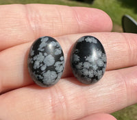 Snowflake Obsidian 18x13mm Oval Cabochon Pair