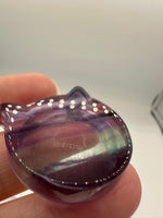 Cat Head Shape Rainbow Fluorite Bowl Carving #3
