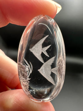 Beautiful Garden Quartz with Fish Inner Scene Carving #2
