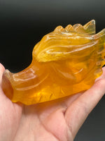Natural Golden Yellow Fluorite Dragon Head Carving #1 – 382g