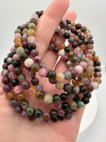 Watermelon Tourmaline 6mm Stretch Bracelet 7.5"