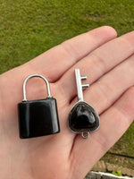 Black Obsidian Key and Lock Pendant Set